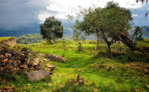 Remains of the ancient Kuelap ruins in Peru.