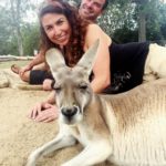 Alicia Arcidiacono Keith Brennan with a kangaroo
