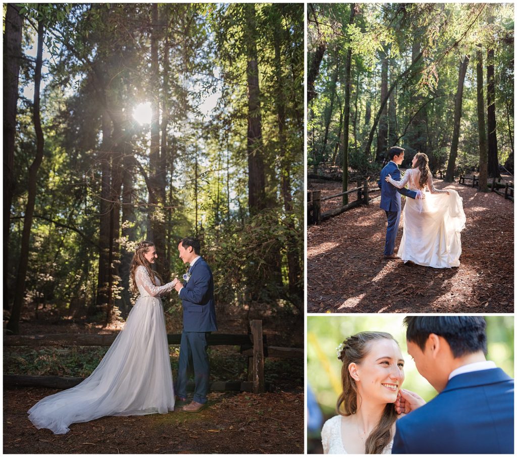 Roaring Camp Wedding Santa Cruz Redwoods First Look