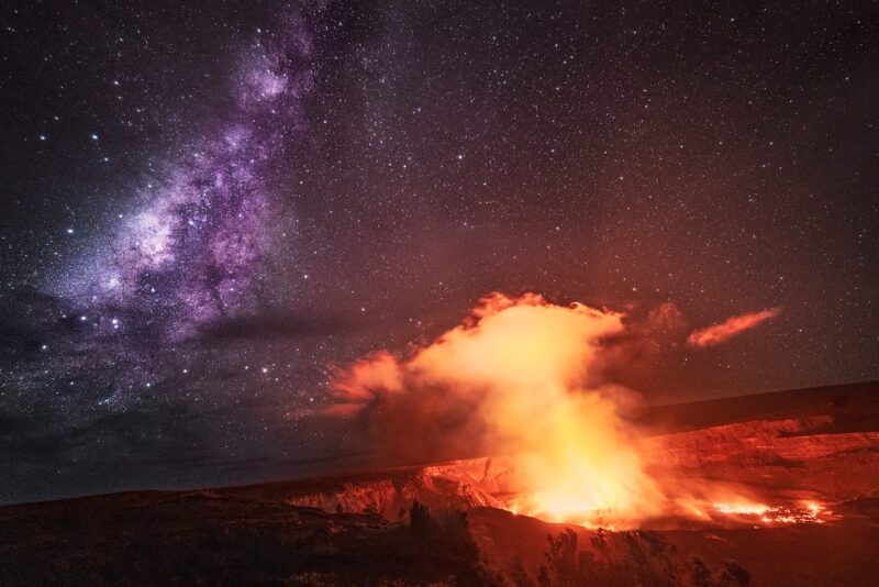 Milky Way Hawaii Volcano Metal Print