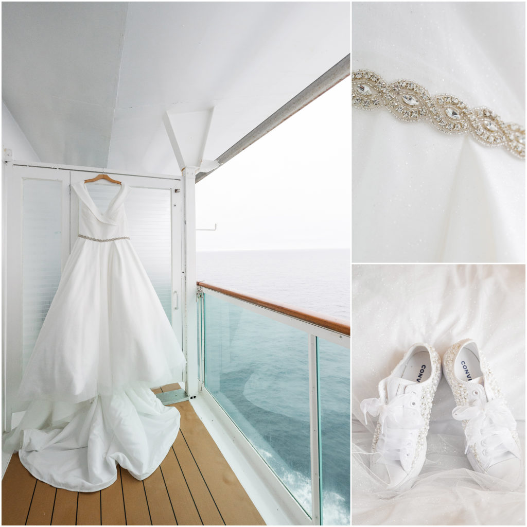 Sparkly Plus Wedding Dress on Balcony - Royal Caribbean Cruise Destination Wedding