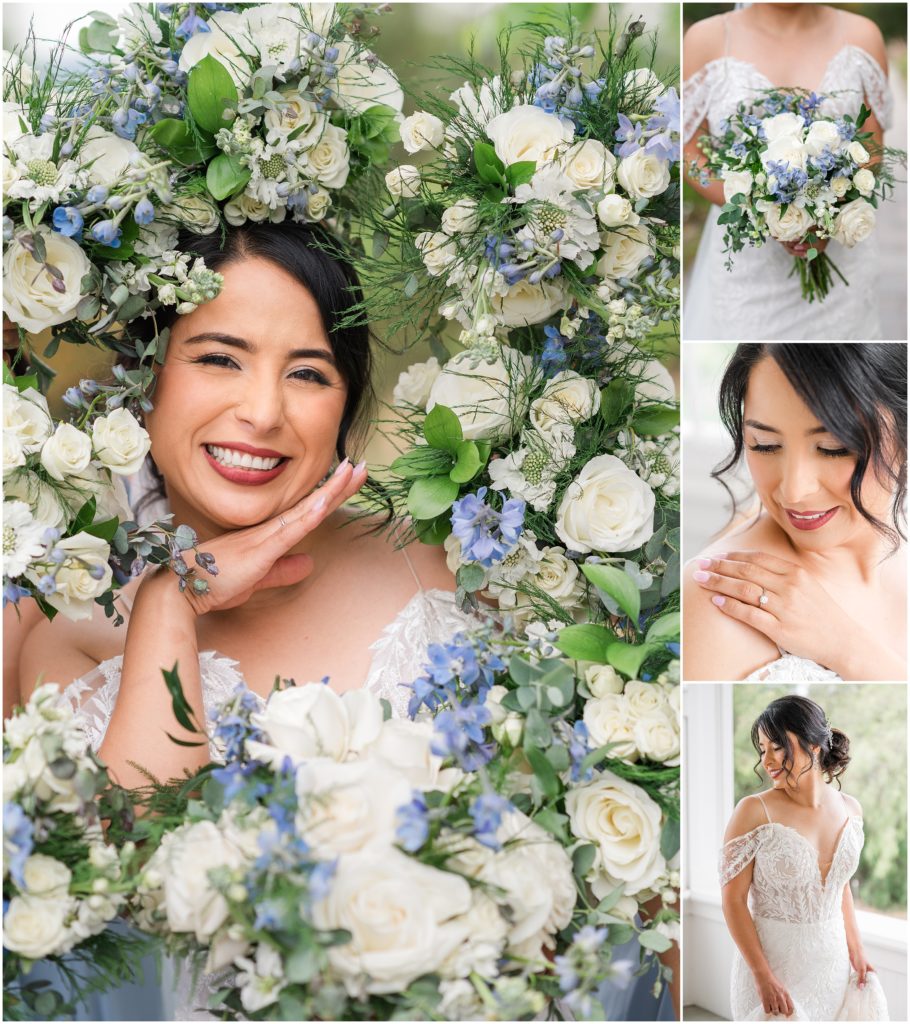 Bride surrounded by flowers photo