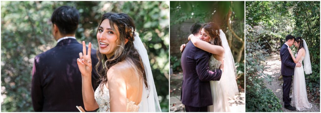 First look wedding garden Sand Rock Farm Aptos, CA