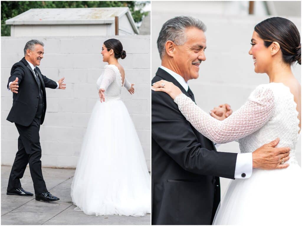 First Look with Dad Bride