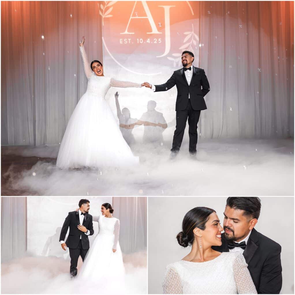 Fog and bubbles dance wedding at Padua Hills Theatre