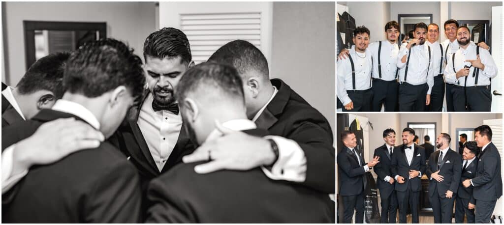 Prayer circle groom getting ready