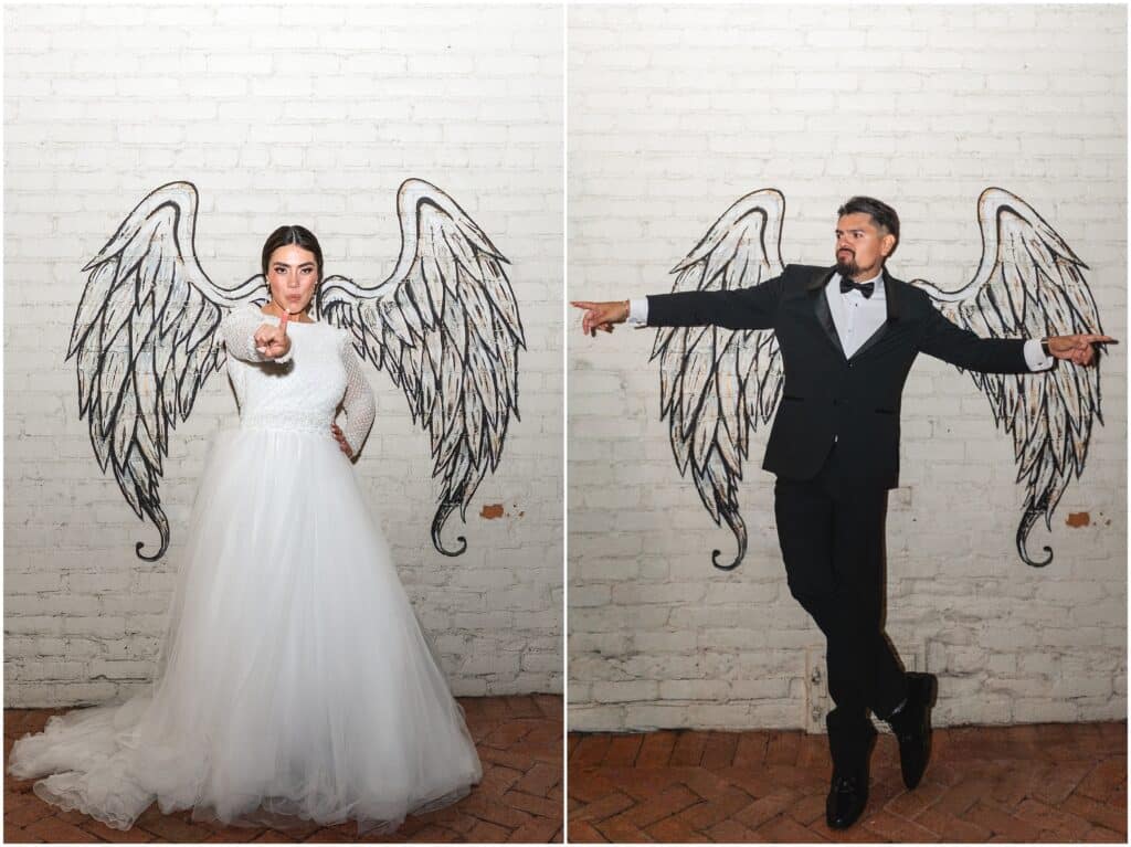 Angel wings bride groom at PadualHills Theatre