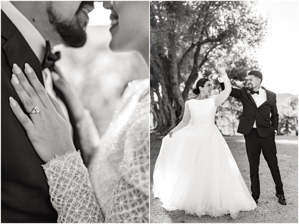 Black and white romantic wedding padua hills theatre
