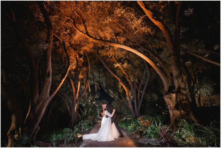 Night lit wedding photo at Padua Hills Theatre